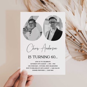 60th Birthday Invitations, 60th Invites, Digital 60th Look Who's 60 Invitation Template, Simple 60th Invitation, 60th Invites, Editable