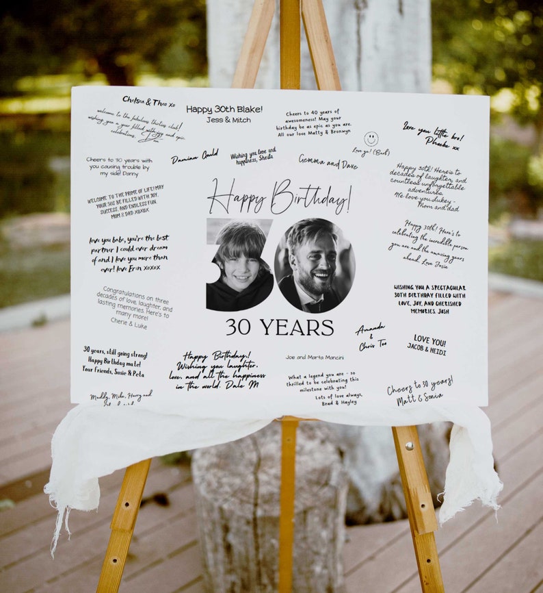 Printable 30th Birthday Signature Board, 30th Birthday Decorations ...