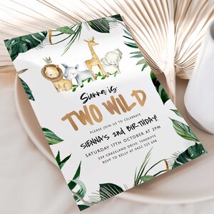 Two Wild 2nd Birthday Invitation, Printable Two Wild Invitation, Two Wild 2nd Birthday Invites, Two Wild Birthday Boy, Safari Invitations
