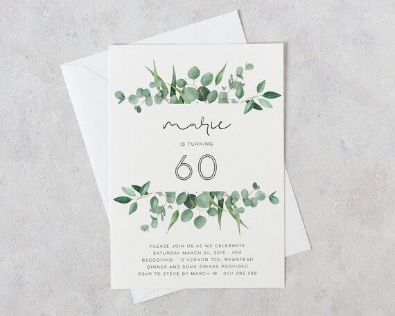 60th birthday invitation greenery 60th invitation 60th birthday invitations simple 60th invites 60th invitations for women 60th birthday invites