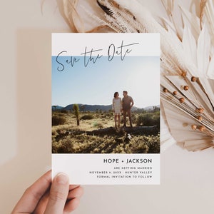 DIY Photo Save the Date Template, Minimal Save the Date with Photo Template, Printable Save the Date Card, Engagement Photo Save the Dates