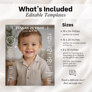 Birthday Photo Board EDITABLE, 2nd Birthday Poster, Facts About Me Poster, 2nd Birthday Photo Milestone Birthday Sign, Birthday Keepsake image 4