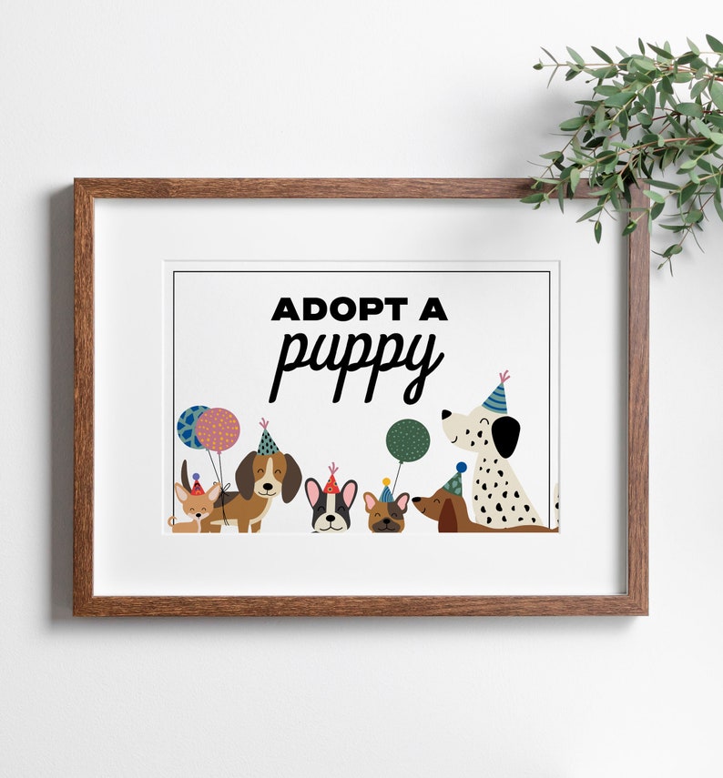 Adopt a Puppy Sign, Dog Birthday Party Decor (digital) - Etsy