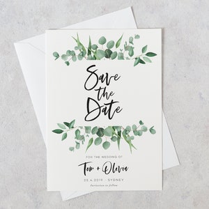 Save The Date Eucalyptus, Greenery Save the Date Card, Save the Date Minimal, Save the Date Calligraphy, Handwritten Save the Date