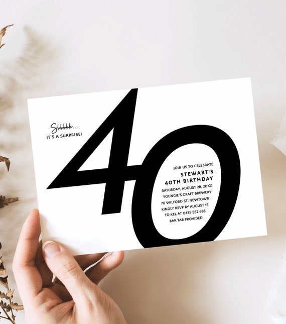 Minimalist 40th Invitation Instant Download 40th Invitation - Etsy