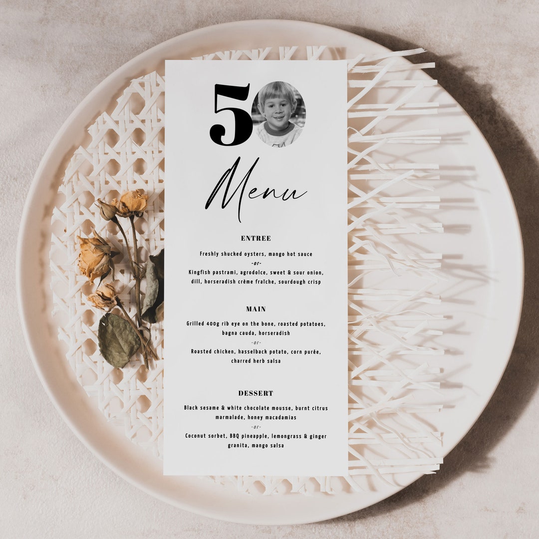 50th Birthday Menu Cards Template, Look Who's 50 Menu, Birthday Dinner