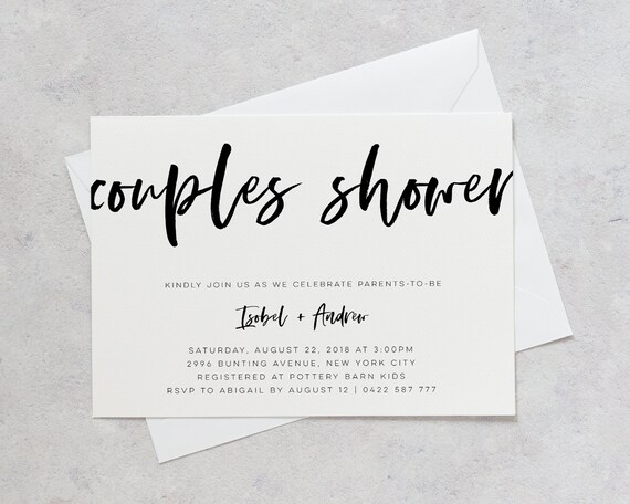 Blue African American Classic Couple Baby Shower Invitation