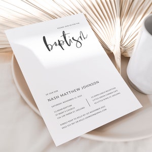 Modern Minimalist Baptism Invitation Template, Simple Baptism Invitation, Baptism Invitation Instant Download, Editable Template Templett 24