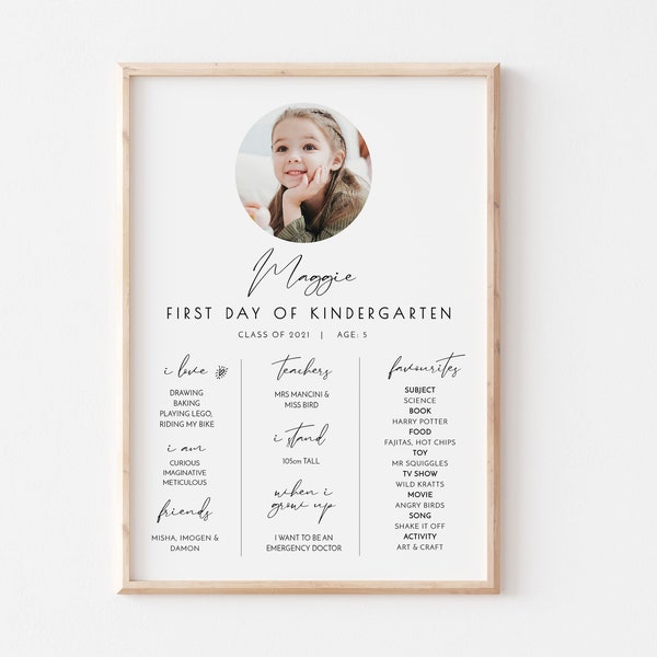 First Day of School Sign, Easy DIY Printable Editable 1st Day Back to School Keepsake Printable Poster Customizable Print at home Download