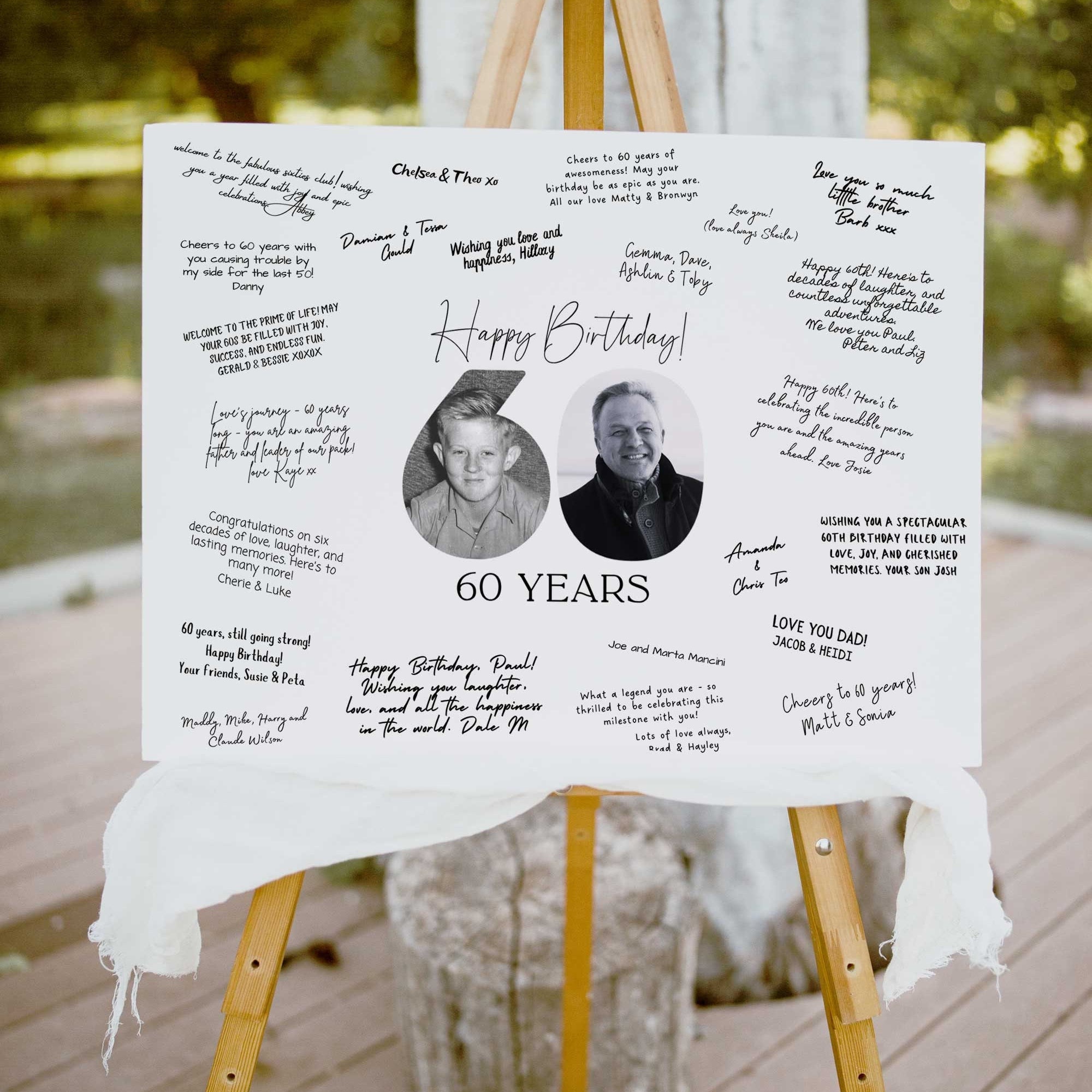 60th Birthday Signature Board Printable, Minimal 60th Birthday Photo ...