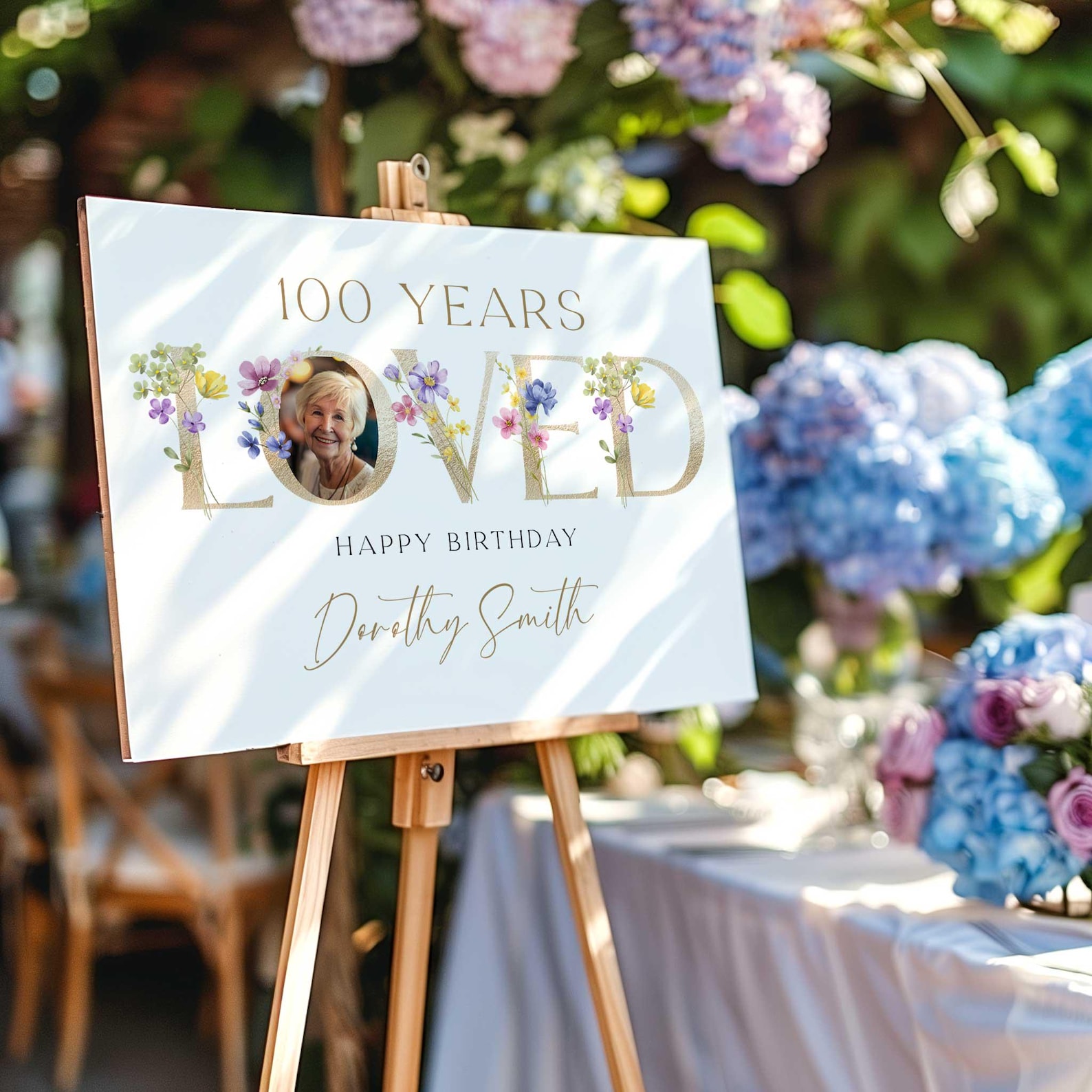 100th Birthday Welcome Sign, 100 Years Loved Sign, Floral 100th Welcome ...