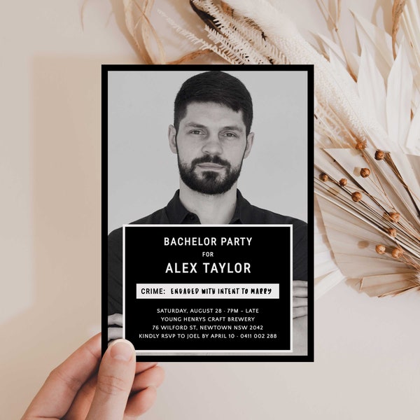 Funny Bachelor Party Invitation, Mugshot Bachelor Party Template, Bachelorette Party Invitation Bucks Party, Bachelor Party Photo Invitation