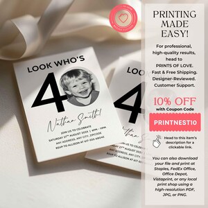 40th Invitation with photo, Look Who's 40, 40th Birthday Canva Template, Male 40th Invite, Digital Download image 6