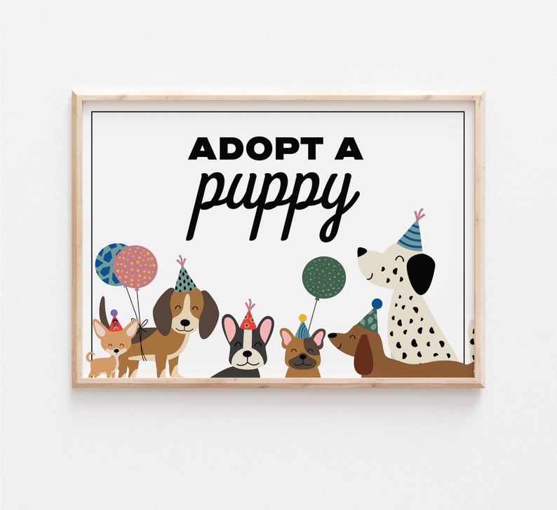 Adopt a Puppy Sign, Dog Birthday Party Decor (digital) - Etsy