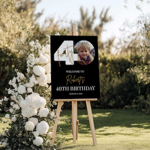 Välkomstskylt för 40-årsdag för män, skylt för 40-årsdag, välkomsttavla med foto, digital nedladdning av Canva, välkomstskylt med foto bild 6