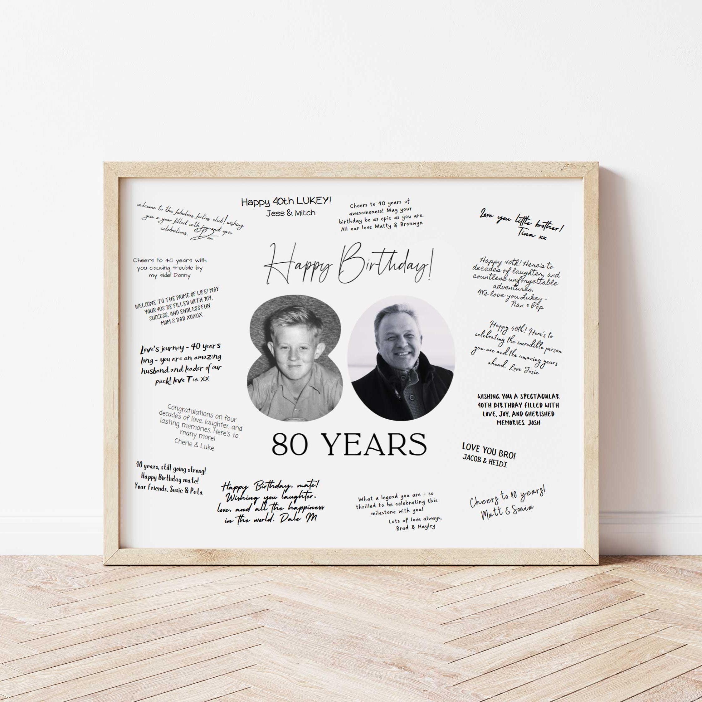 80th Birthday Signature Board Printable, 80th Birthday Photo Sign, 80th Birthday Decorations, Guest Book, Autograph Poster