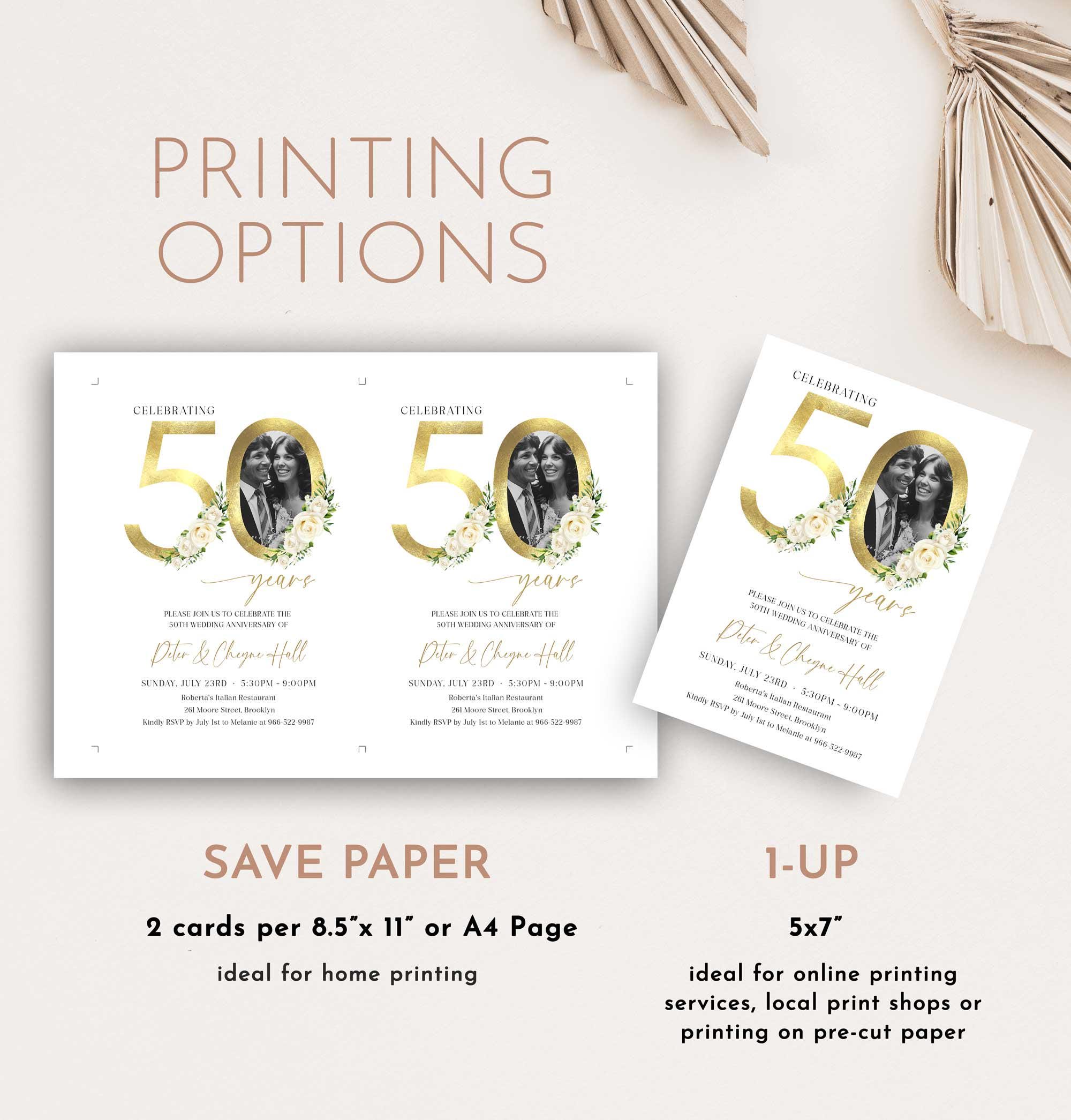50th Wedding Anniversary Invitations Digital, 50th Anniversary Invitation  Roses, Wedding Anniversary Invitation With Photo, Greenery Gold - Etsy, image size:2000x2091