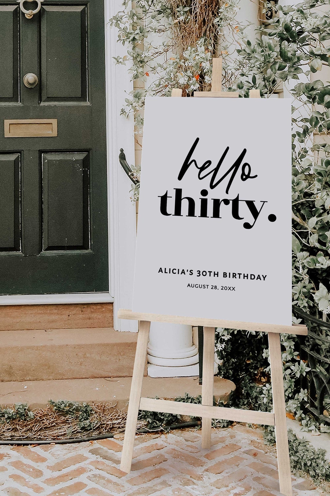 Minimalist HELLO THIRTY 30th Birthday Party Welcome Sign, Hello 30 ...