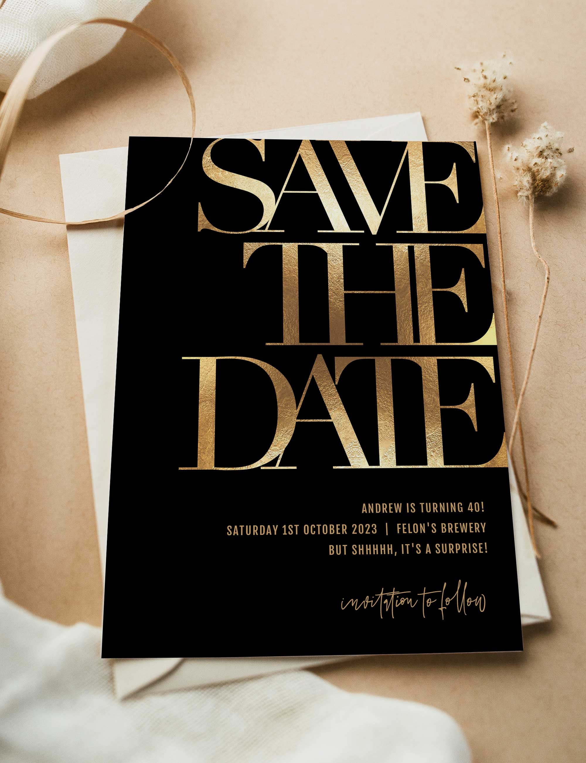 Save the date 40th birthday deals