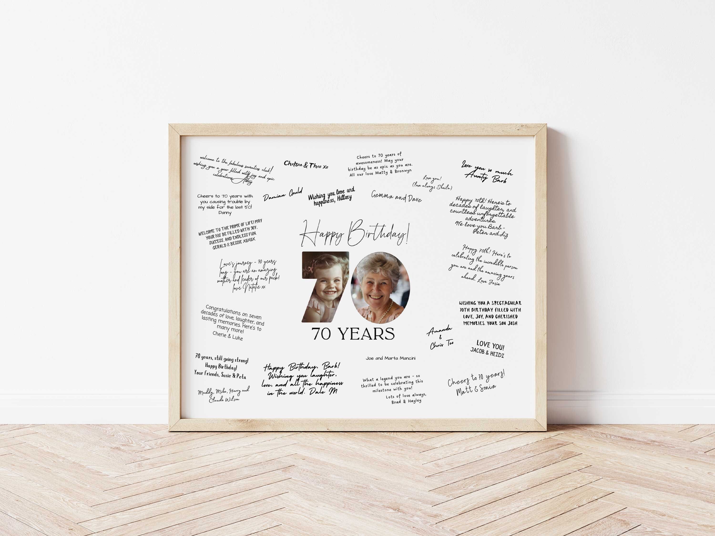 70th Birthday Signature Board Printable, Minimal 70th