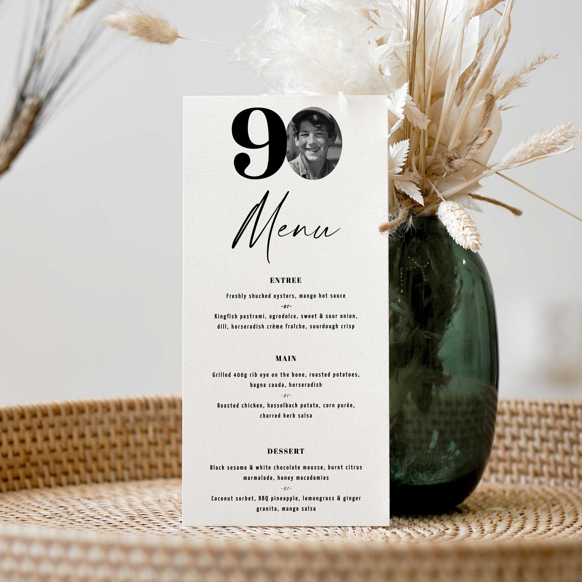 90th Birthday Menu Template, 90th Birthday Dinner Menu, 90th Menu Card ...