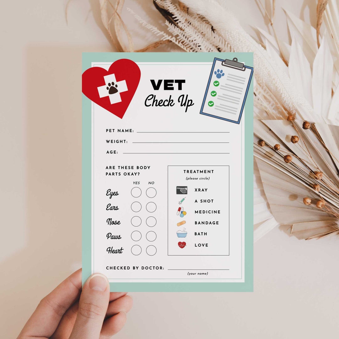 Vet Check up Sheet, Pet Check up Exam Sheet, Printable, Dog Birthday