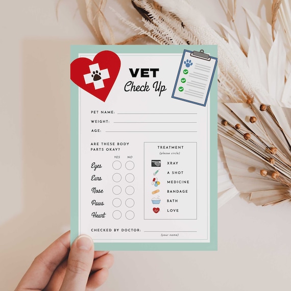 Vet Check up Sheet Pet Check up Exam Sheet Printable Dog Etsy