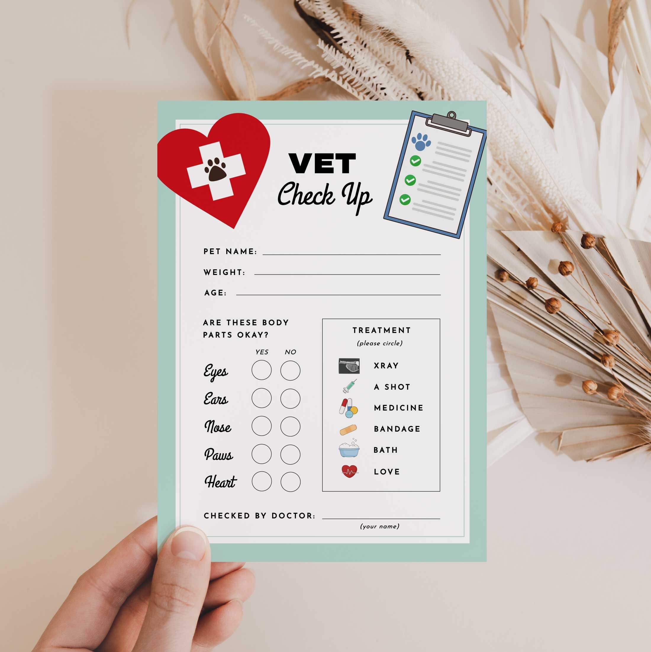 Vet Check up Sheet Pet Check up Exam Sheet Printable Dog Etsy Australia