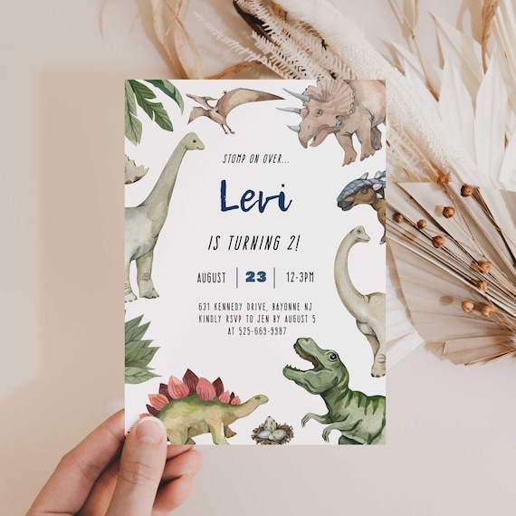 Dinosaur 2nd Birthday Invitation, Dinosaur Birthday Invite, Jurassic, T Rex, Dinosaur Party, Dinosaur Birthday, EDITABLE, INSTANT DOWNLOAD,