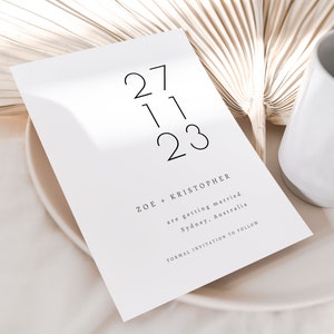 Downloadable Wedding Save the Date Minimalist, Modern Save the Date Template, Printable Instant Dowload, Modern Save the Date, Simple