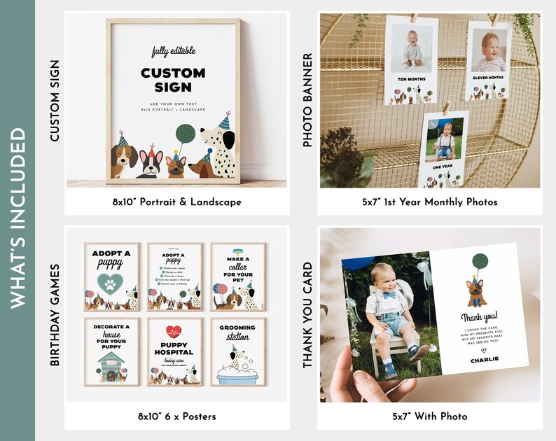 Puppy Birthday Bundle, Dog Party Invitation Bundle, Editable Dog Birthday Invitation, Dog 1st 2nd 3rd 4th 5th 6th Birthday, Puppy Pawty image 3