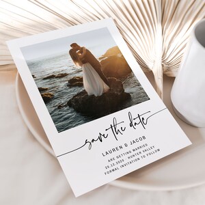 Instant Download Minimalist Save the Date Template, Save the Date with Photo Template, Printable Save the Date, Engagement Announcement