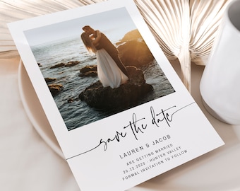 Instant Download Minimalist Save the Date Template, Save the Date with Photo Template, Printable Save the Date, Engagement Announcement