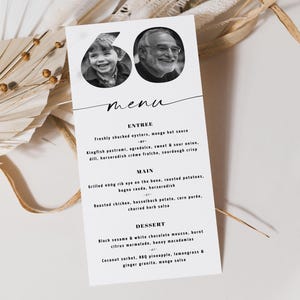 60th Birthday Menu, 60th Menu DL, 60th Birthday Editable Menu Template ...