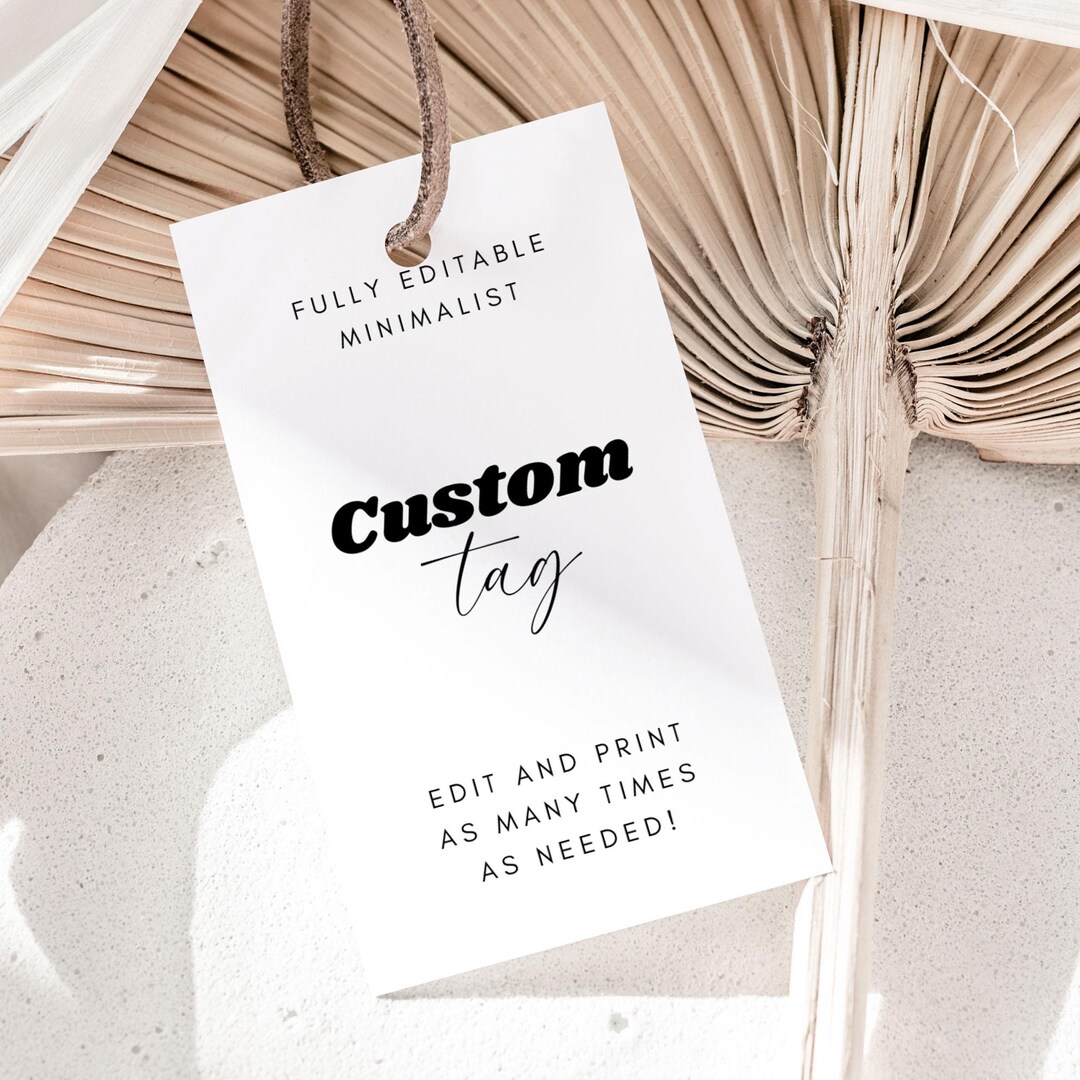 Editable Tag Template, Printable Gift Tag Label, Custom Calligraphy ...