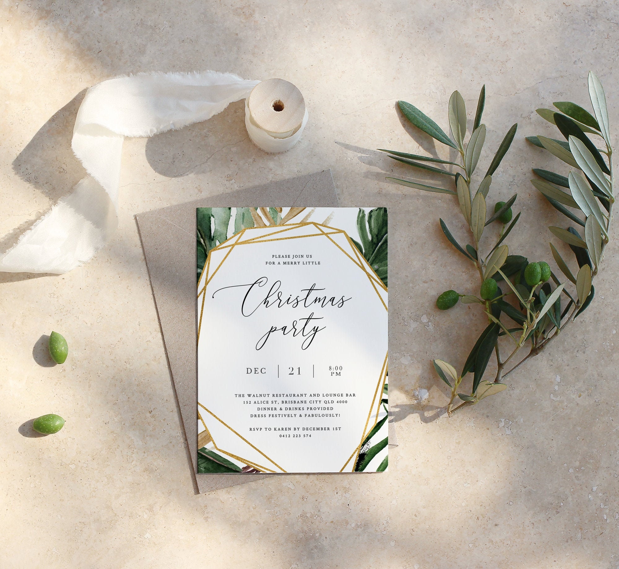 Elegant Christmas Party Invitation Template Editable Etsy Australia