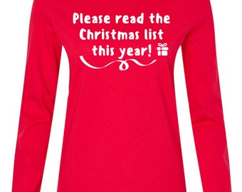 Women’s Christmas list long-sleeve T-shirt