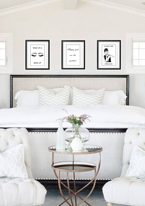 Set Of 3 Audrey Hepburn Beauty Make Up Room Decor Prints 12x10 Framed
