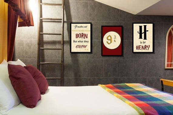 Set Of 3 Harry Potter Inspired Room Decor Personalised Prints 12x10 Framed