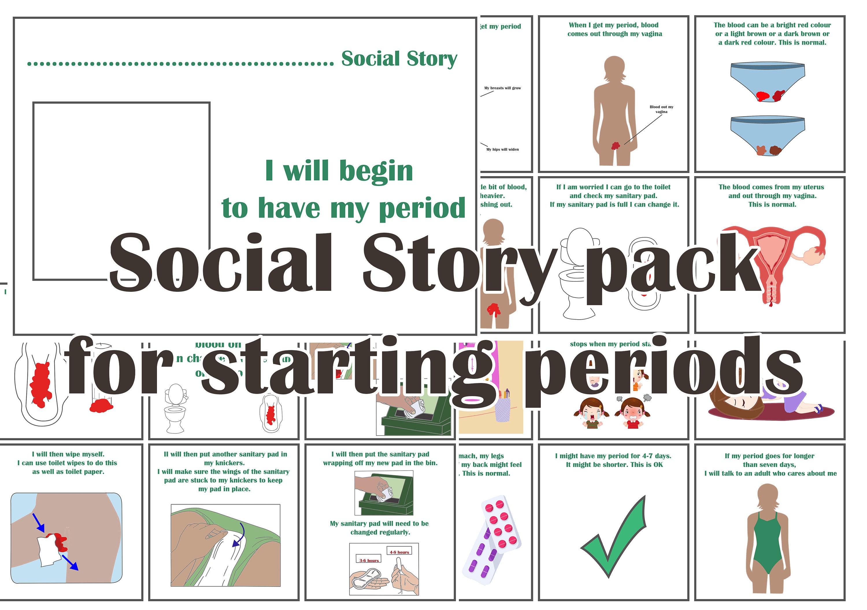 4 page printable starting periods social story | Etsy