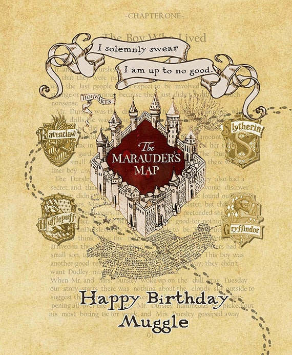Harry Potter Marauders Map Customized Print Present image regarding Marauders Map Printable titled Harry Potter Marauders Map Customized Print Reward