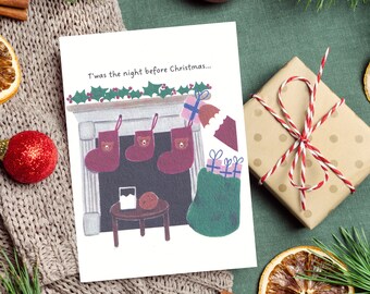 Night Before Xmas | Cute Illustrated Christmas Card, Handmade, Xmas, Festive, Unique, Premium Quality Stationery, Designed & Made in Sydney