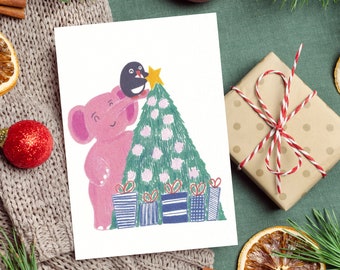 Let's Decorate Together | Cute Illustrated Christmas Card, Xmas, Festive, Unique, Premium Quality Stationery, Designed & Made in Sydney