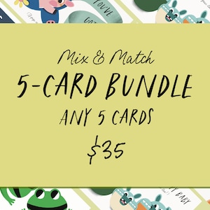 Mix 'n' Match Greeting Card Bundle 5-Pack | Value Pack, Bulk Pack, Cute Illustrated Greeting Cards, Choose Your Own 5 Cards, All Occasions