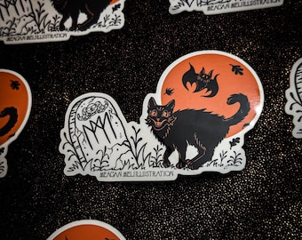 Sticker en vinyle Chat noir sur ma tombe