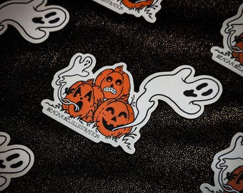 Adesivo in vinile con pila di zucche di Halloween