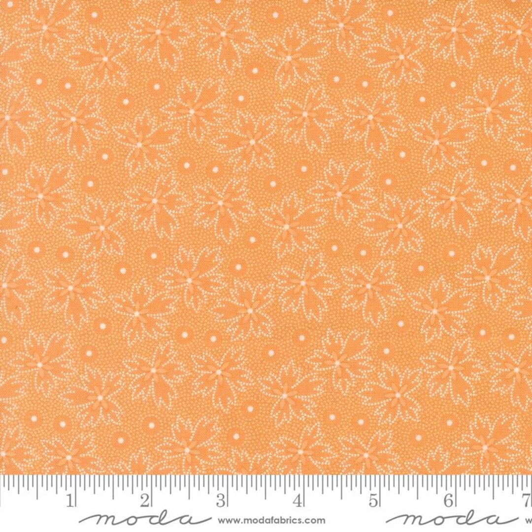 Moda Denim Daisies by Fig Tree and Co, Orange, Priced by the 1/2 Yd but ...