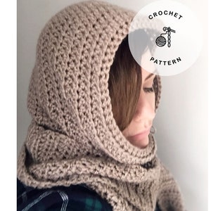 Downloadable crochet pattern crochet hooded cowl or scarf -The Juno hooded Cowl/Scarf Crochet pattern- beginner friendly crochet pattern PDF