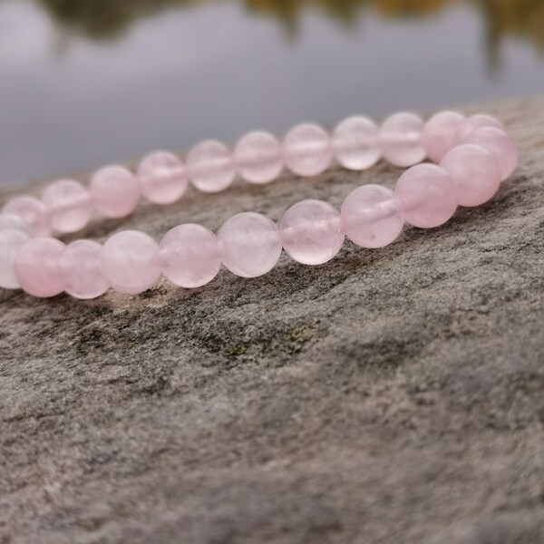 Bracelet en Quartz rose avec fermeture elastique