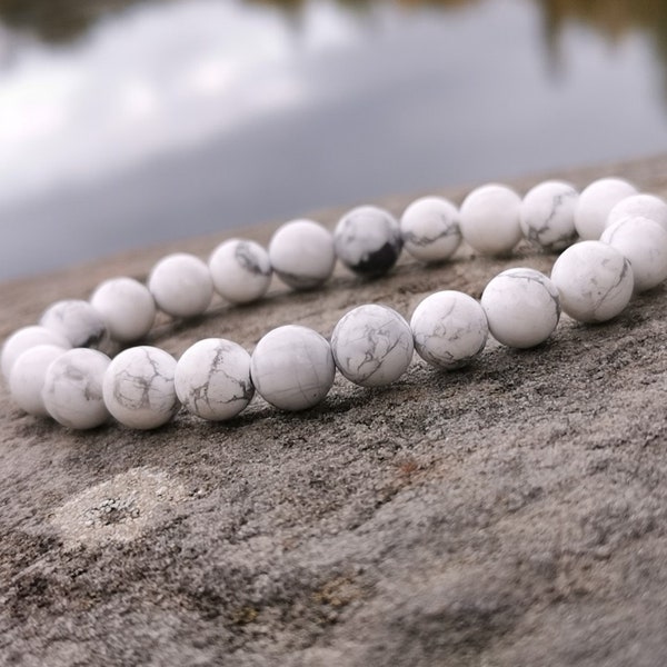 Bracelet en Howlite avec fermeture elastique